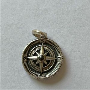 David Yurman Sterling Silver Maritime Black Diamond Compass Amulet Pendant